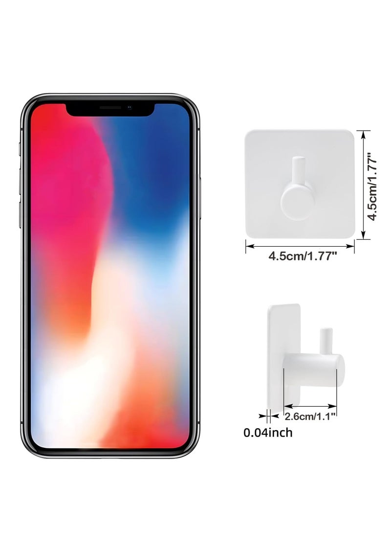 مجموعة من 6 خطافات منشفة بدون حفر - أبيض، تُستخدم كمشبك مناشف في الحمام، خالية من الصدأ مع خيار عملي للمشابك اللاصقة عالية الجودة، تصميم كلاسيكي للخطافات على الحائط. - Image 2