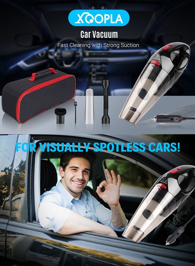 Xoopla Portable Handheld Vacuum Cleaner, 120W 9500pa Powerful Suction, with 2pcs Replaceable Washable Filter And LED Light Car Vacuum Cleaner - Image 4