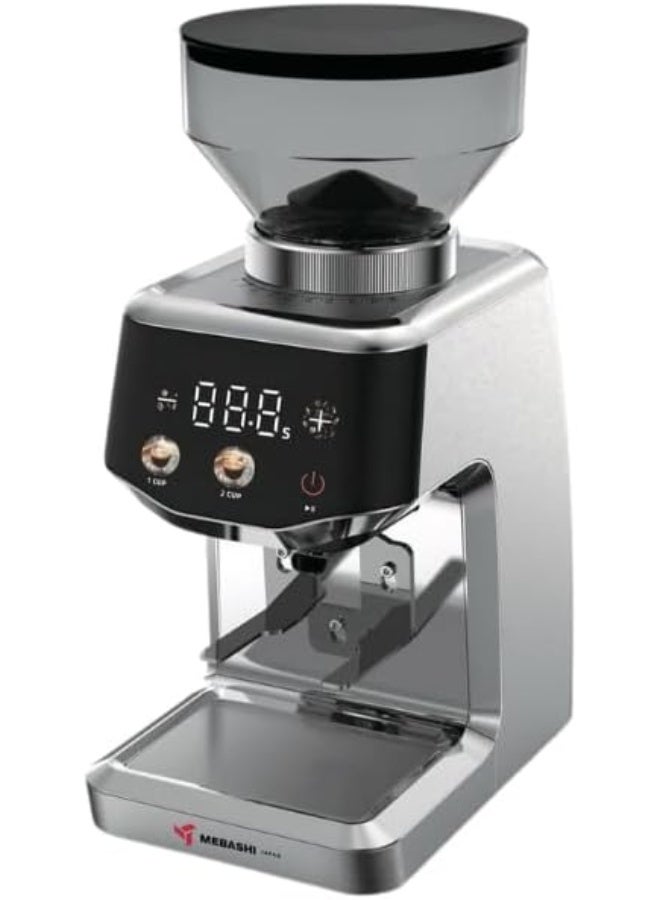 MEBASHI ME-CG2309 Coffee Grinder 150W, Digital Display, 48mm Conical Burr, 450 RPM, Stainless Steel