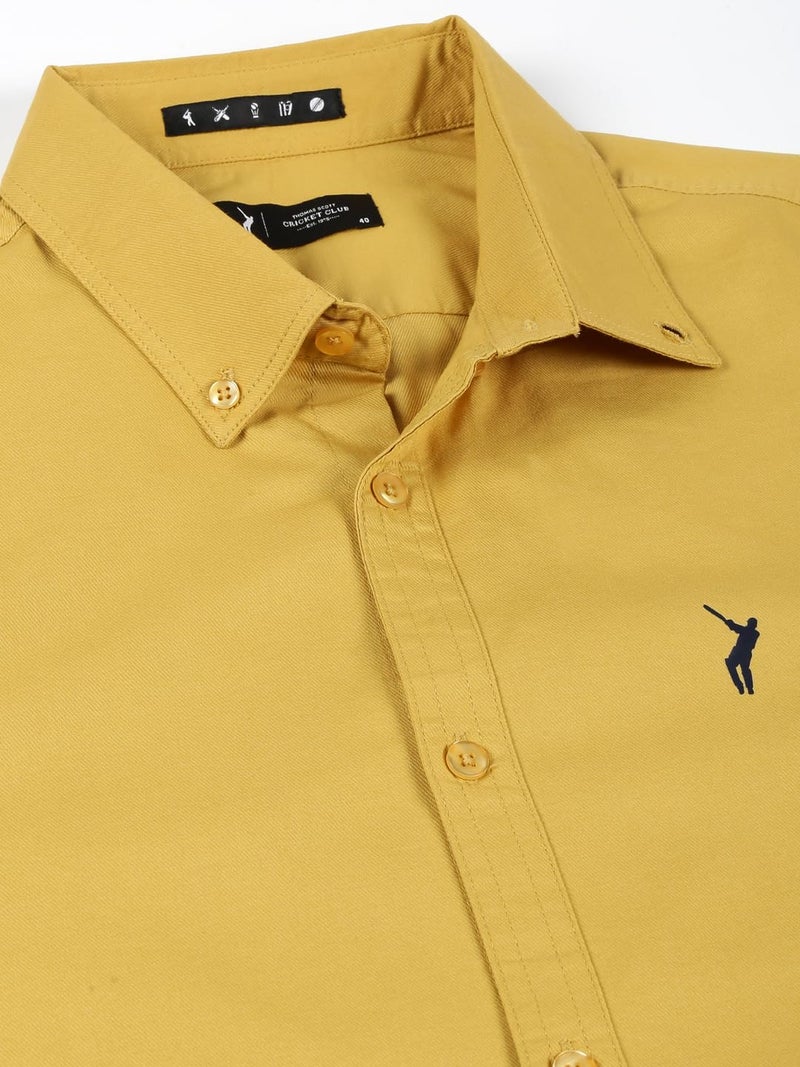 Thomas Scott Mens | Full Sleeve | Solid | Slim Fit | 100% Cotton | Button Down Collar | Shirts (Mustard_S) - Image 5