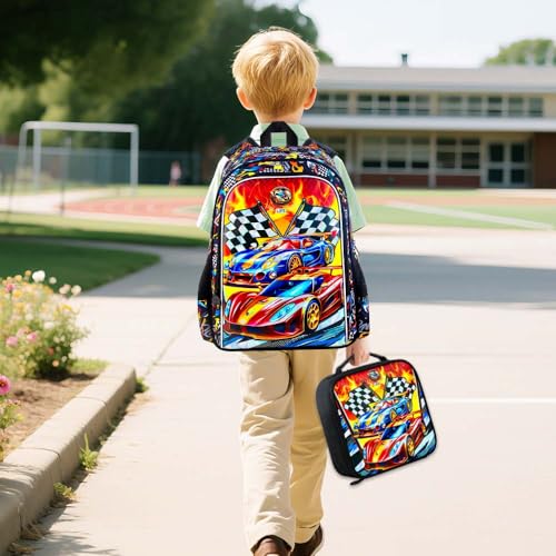 HPJGD 5PCS Boys Suitcase Set, Kids Water-Resistant Rolling Luggage, Cool Car Racing Travel Carry-On for Elementary/Preschool Toddler - Image 5
