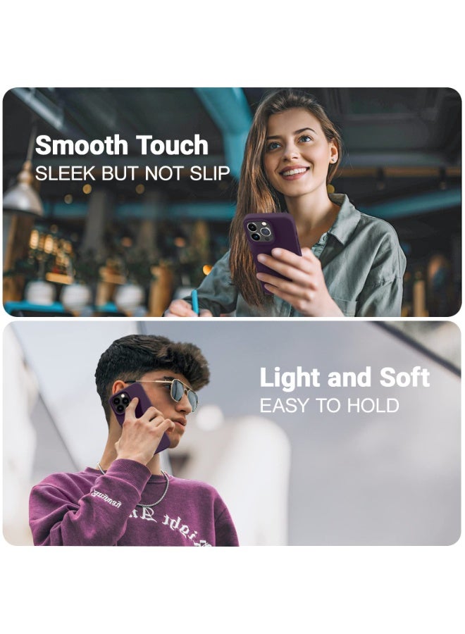 جراب متوافق مع iPhone 16 Pro Max مقاس 6.9 بوصة، جراب هاتف نحيف من السيليكون السائل مكون من 4 طبقات من المطاط الهلامي الناعم المقاوم للصدمات مع بطانة من الألياف الدقيقة المضادة للخدش (أرجواني غامق) - Image 2