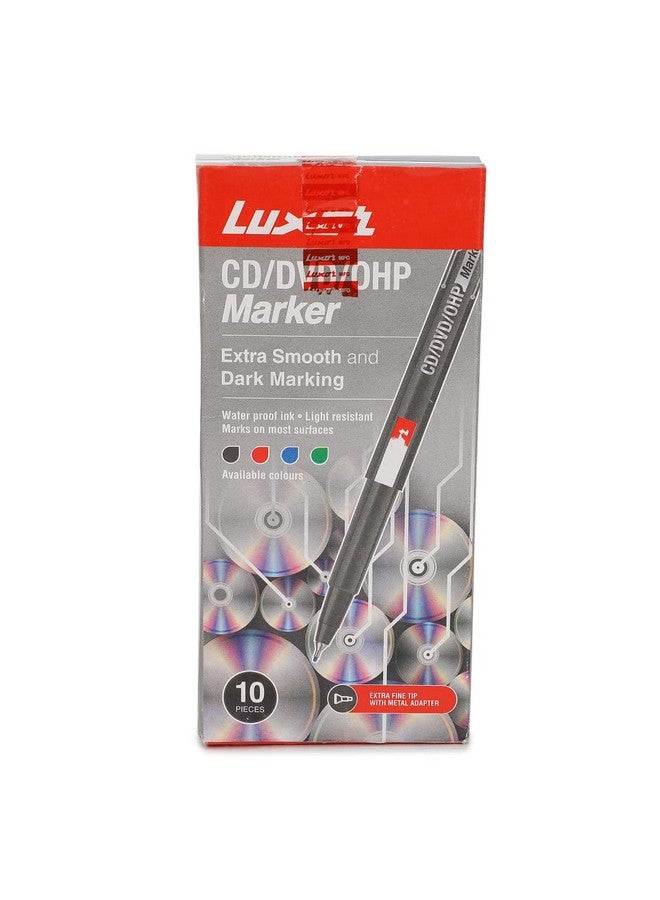 Luxor Extra Fine CD/DVD/OHP Marker - Pack of 10, Blue Colour - Image 1