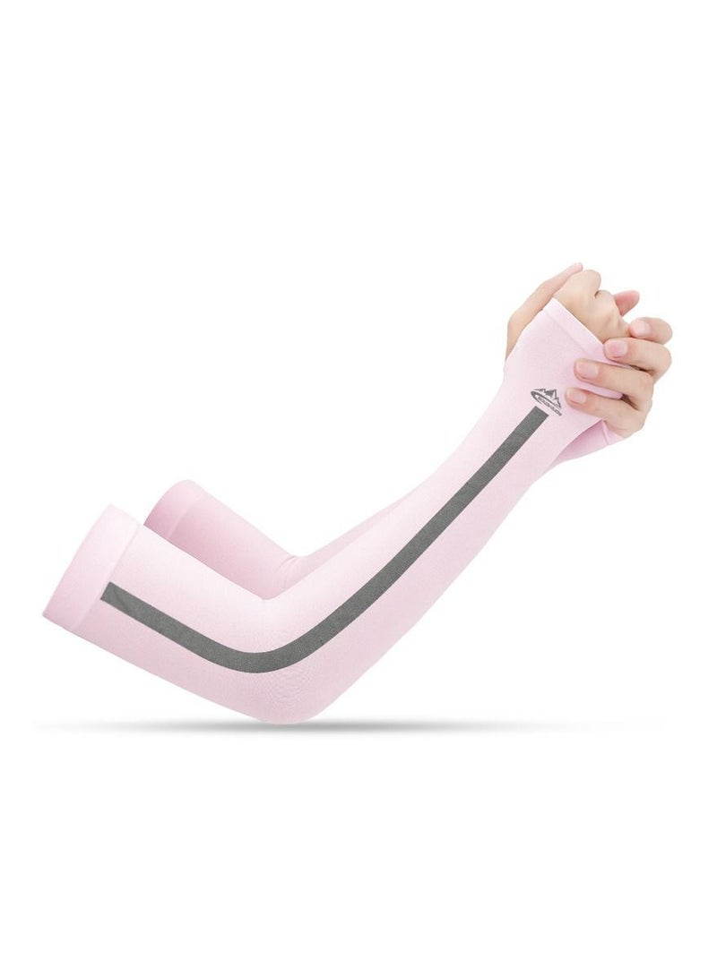 Loquat Ice Silk UV Protection Arm Sleeve Sunscreen for Driving Cycling Pink