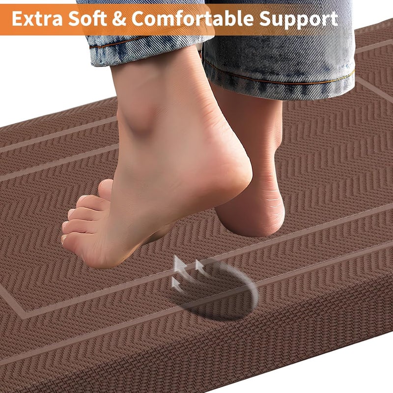 UKISS 9/10"" Extra Thick Cushioned Anti Fatigue Kitchen Mat, Waterproof High Density Foam Standing Desk Mat, Non-Slip Ergonomic Comfort Mat for Kitchen, Office,Workstation (Brown, 20" X 32") - Image 5