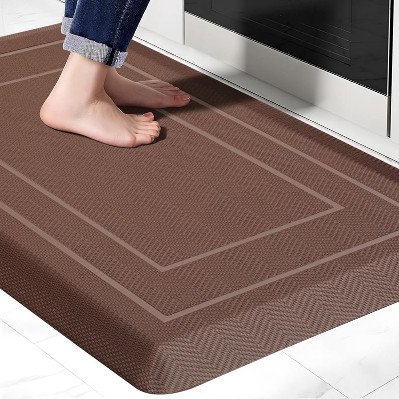 UKISS 9/10"" Extra Thick Cushioned Anti Fatigue Kitchen Mat, Waterproof High Density Foam Standing Desk Mat, Non-Slip Ergonomic Comfort Mat for Kitchen, Office,Workstation (Brown, 20" X 32") - Image 1