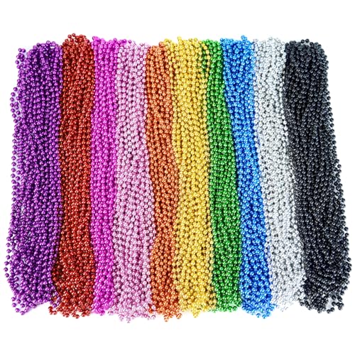 ZYFLSQ 300 Pcs Mardi Gras Beads Necklaces Bulk, 33" 7mm Colorful Metallic Beaded Necklaces, Party Favors Parade Throws Bulk Women Men Party Costume Accessories for Pirate Carnival (10 Colors) - Image 5