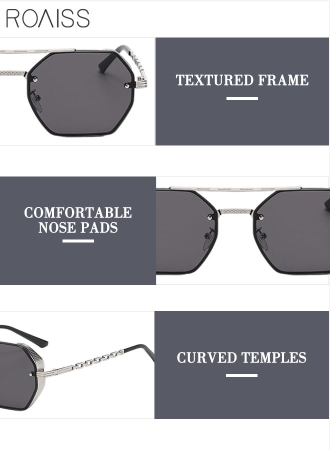 رويس نظارة شمسية مثمنة للرجال والنساء، نظارة الشمس الواقية من الأشعة فوق البنفسجية 400، ظلال شمس كلاسيكية عصرية مضادة للوهج مع الحافظة للحفلات والتسوق والسفر، 58 مم، مع عدسات رمادية - Image 5