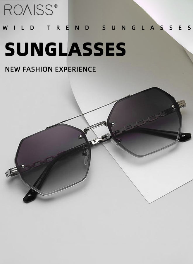 رويس نظارة شمسية مثمنة للرجال والنساء، نظارة الشمس الواقية من الأشعة فوق البنفسجية 400، ظلال شمس كلاسيكية عصرية مضادة للوهج مع الحافظة للحفلات والتسوق والسفر، 58 مم، مع عدسات رمادية - Image 3
