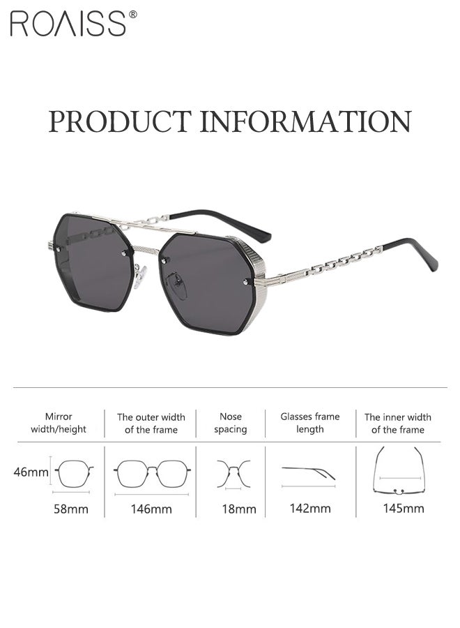 رويس نظارة شمسية مثمنة للرجال والنساء، نظارة الشمس الواقية من الأشعة فوق البنفسجية 400، ظلال شمس كلاسيكية عصرية مضادة للوهج مع الحافظة للحفلات والتسوق والسفر، 58 مم، مع عدسات رمادية - Image 4