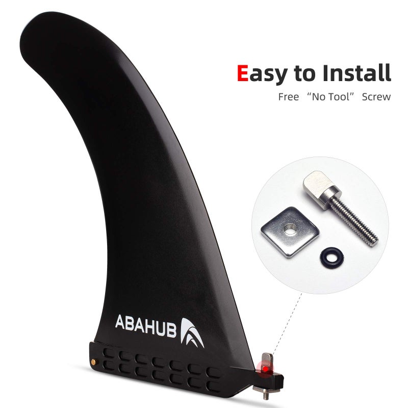 Abahub فين مركزي فردي 10 بوصة من أبا هوب مع برغي فين بدون أداة، زعانف بديلة مقواة بالألياف الزجاجية 10 بوصة لركوب الأمواج، لوح التزلج، لوح التجديف، لوح طويل، أسود - Image 4
