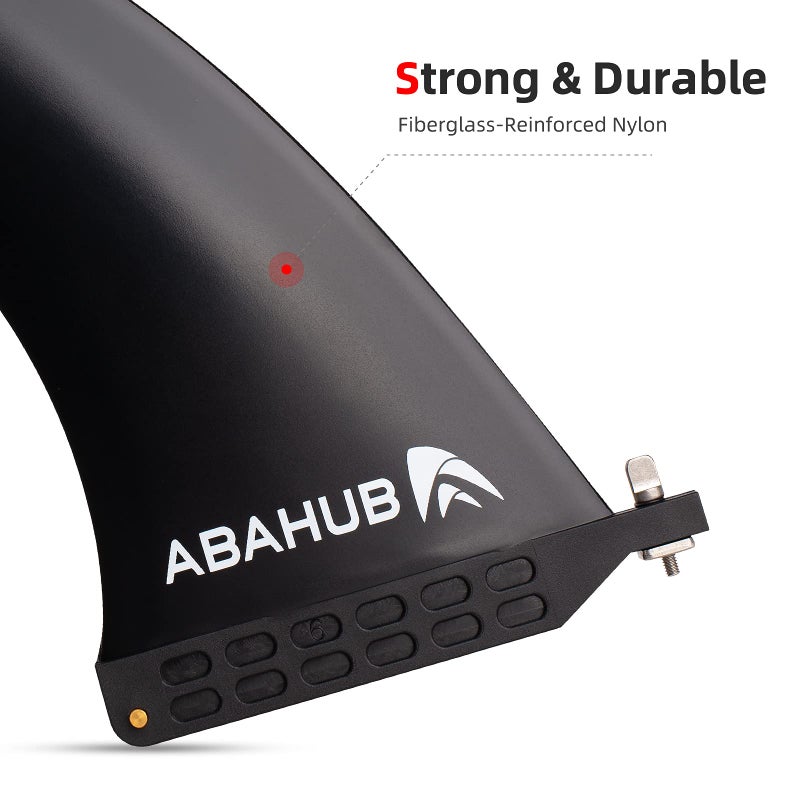 Abahub فين مركزي فردي 10 بوصة من أبا هوب مع برغي فين بدون أداة، زعانف بديلة مقواة بالألياف الزجاجية 10 بوصة لركوب الأمواج، لوح التزلج، لوح التجديف، لوح طويل، أسود - Image 3