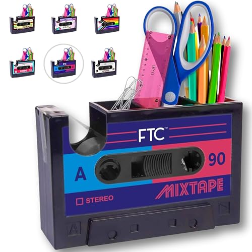 FTC Fun Cassette Tape Dispenser - Retro Office Supplies Holder - Vintage Desk Decor Accessories - 6.70" x 1.98" x 4.53" (Mix Tape) - Image 1
