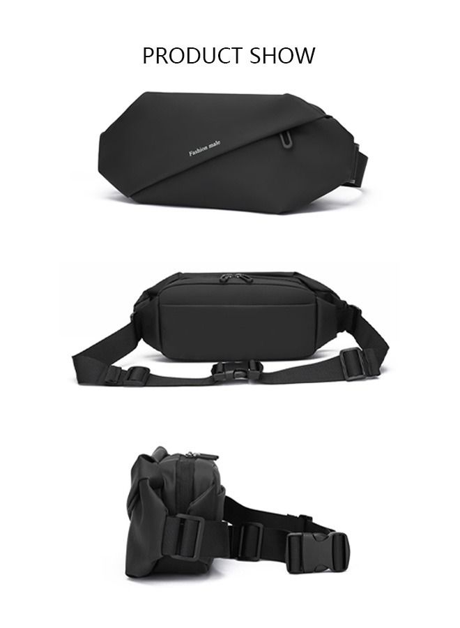 DUNISO Black Chest Bag for Men Women Fashionable Crossbody Waist Bag Pack with Adjustable Strap Waterproof Antitheft Men Waist Pack Belt Bag for Travel Hiking Running Outdoors - Image 4