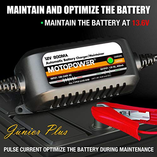MOTOPOWER MP00205C 12V 800mA Automatic Battery Charger, Battery Maintainer, Trickle Charger, and Battery Desulfator - Image 3