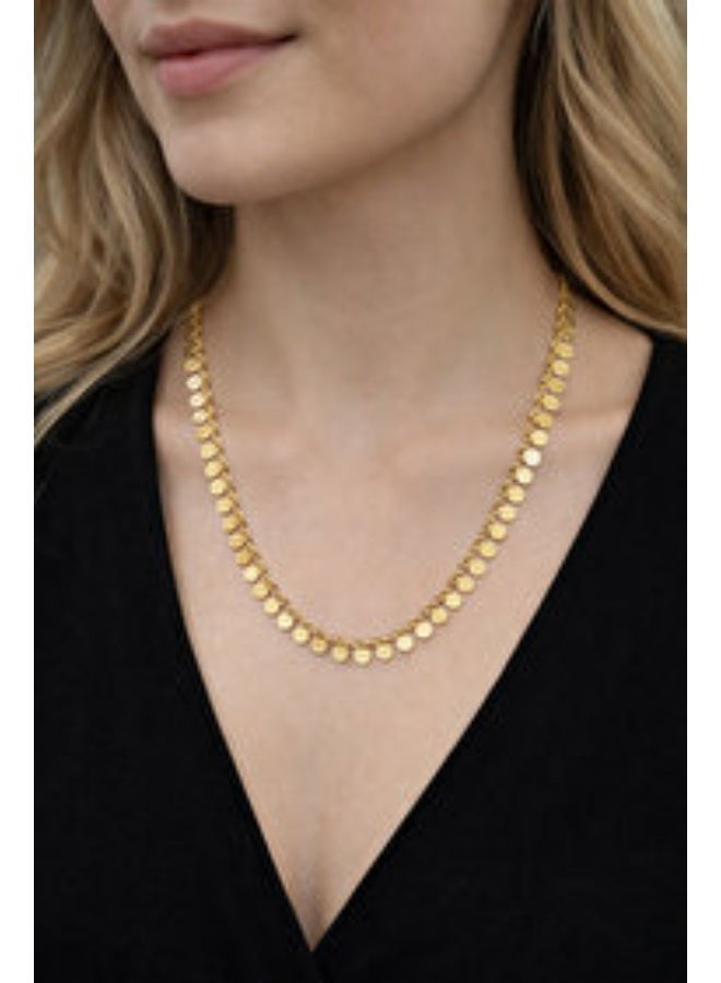 Luxuria An elegant necklace featuring a delicate chain from which hangs a collection of small, solid, round pendants with a pleasing texture; a design that combines Middle Eastern and contemporary styles. - Image 5