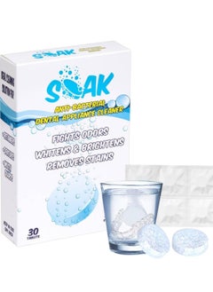 Soak 30 Denture Cleanser Tablets, Tablets Denture Cleaning Tablets for Overnight Dental, Prosthesis Fresh Brite and Stain-Free Retainer Cleaning Tablet Aligner Gum Shield Mouth Guard Denture Cleaners  - Image 1