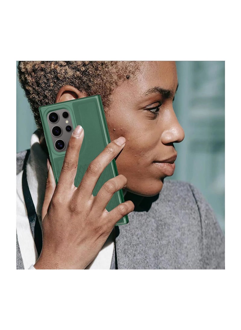 CHAPPELINE - Liquid Silicone With Raised Camera Lips Card Holder Case Cover For Samsung Galaxy S24 Ultra 5G 2024 Dark Green - Image 1