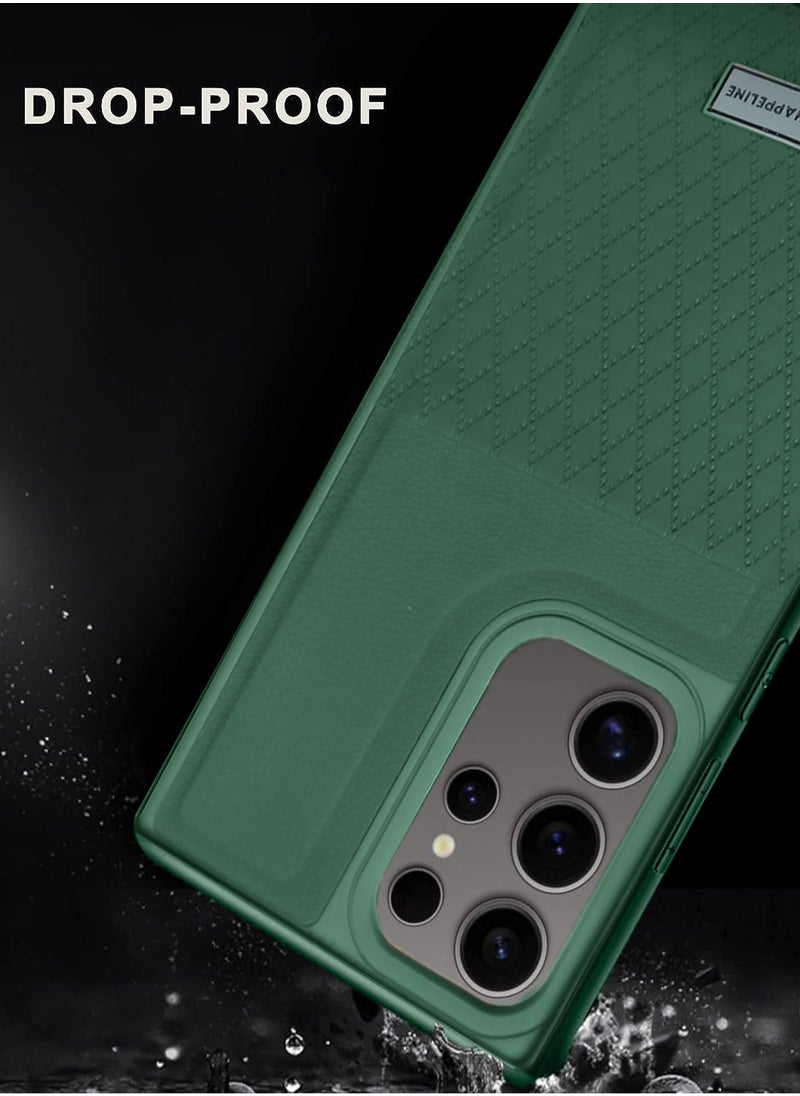 CHAPPELINE - Liquid Silicone With Raised Camera Lips Card Holder Case Cover For Samsung Galaxy S24 Ultra 5G 2024 Dark Green - Image 1