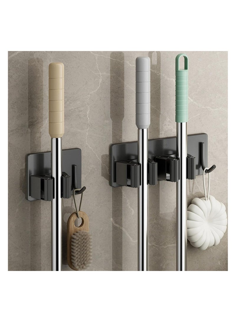 Bukela Self-Adhesive Mop Holder Clips Hook 304 Stainless Steel Kitchen Bathroom Waterproof Brush Broom Mop Organizer Shelf Accessories,Sliver - Image 4