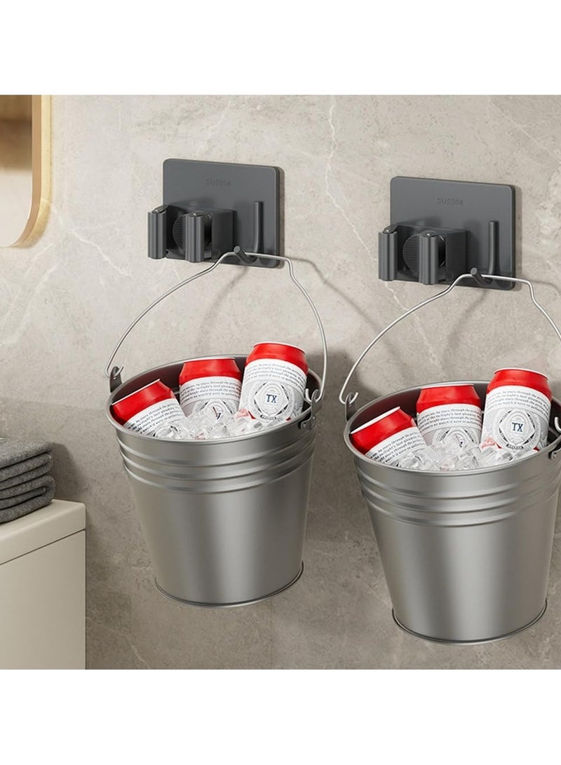 Bukela Self-Adhesive Mop Holder Clips Hook 304 Stainless Steel Kitchen Bathroom Waterproof Brush Broom Mop Organizer Shelf Accessories,Sliver - Image 3