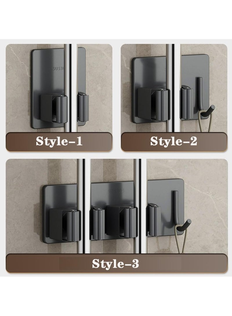 Bukela Self-Adhesive Mop Holder Clips Hook 304 Stainless Steel Kitchen Bathroom Waterproof Brush Broom Mop Organizer Shelf Accessories,Sliver - Image 5
