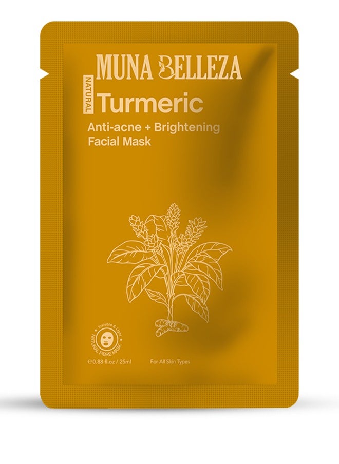 Muna Belleza Turmeric & Niacinamide Facial Mask Sheet - Anti-Acne, Brightening Skincare, Korean Formula, 25ml  - Image 1
