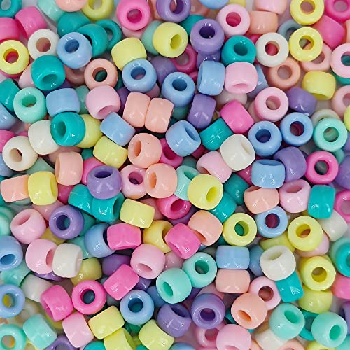 MIIIM 1000PCS 6x9mm Pony Beads Bulk Pastel Pony Beads for Bracelets Making Kit Kandi Hair Braids Crafts for Jewelry Making Macaroon