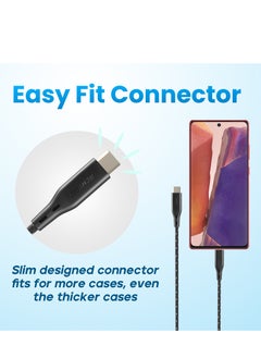Remson USB Type C Remson Rapid-Link Nylon Braided Cable Fast Charge & Data Sync 0.3 Meters Black  - Image 3
