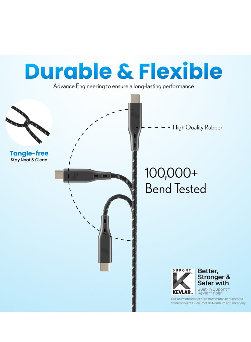 Remson Rapid-Link Nylon Braided Cable Fast Charge & Data Sync USB Type C 0.3 Meters Black - Image 2