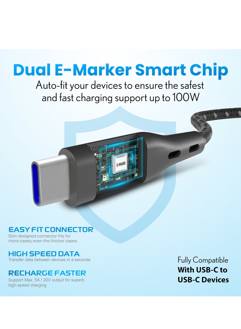 Remson Rapid-Link Nylon Braided Cable Fast Charge & Data Sync USB Type C 0.3 Meters Black - Image 4