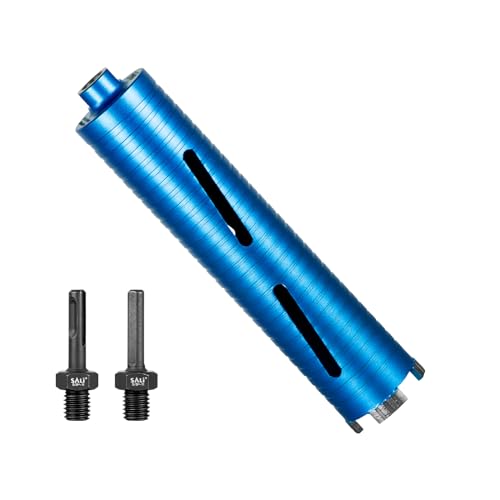 SALI Diamond Core Drill Bits 2" Diameter 10"/254mm Drilling Depth 5/8-11" Thread Core Bit Turbo Laser-Welded Segments for Cured Concrete with, Brick, Block, Masonry, with Two Adapters - Image 1