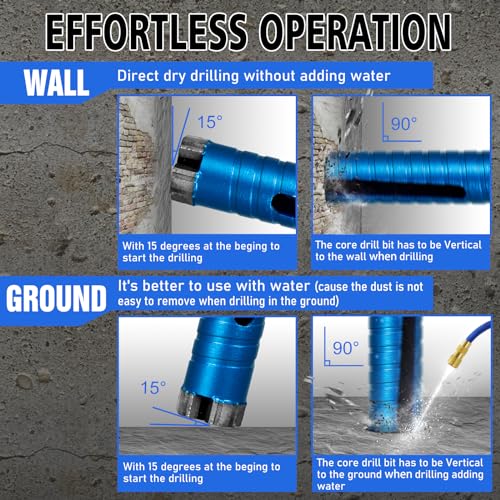SALI Diamond Core Drill Bits 2" Diameter 10"/254mm Drilling Depth 5/8-11" Thread Core Bit Turbo Laser-Welded Segments for Cured Concrete with, Brick, Block, Masonry, with Two Adapters - Image 3