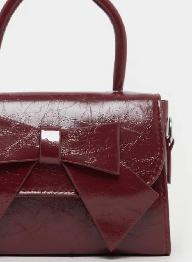 Styli Textured Ribbon Accent Handbag with Top Handle