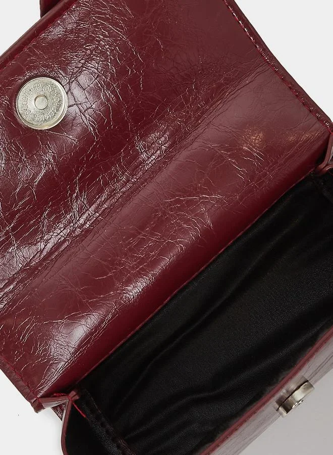 Styli Textured Ribbon Accent Handbag with Top Handle