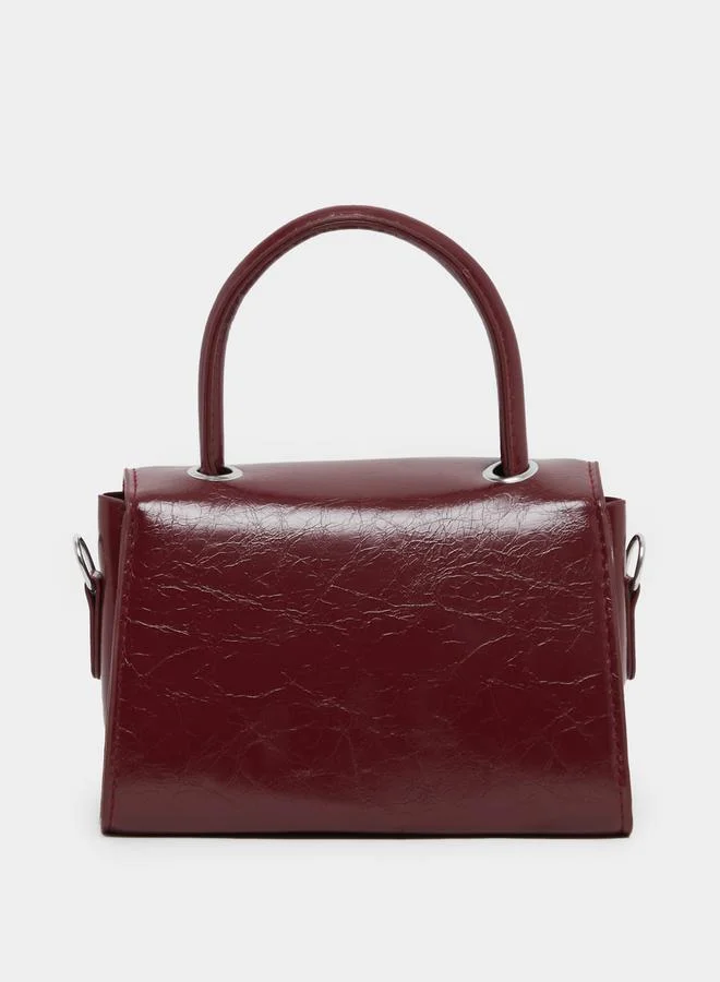 Styli Textured Ribbon Accent Handbag with Top Handle