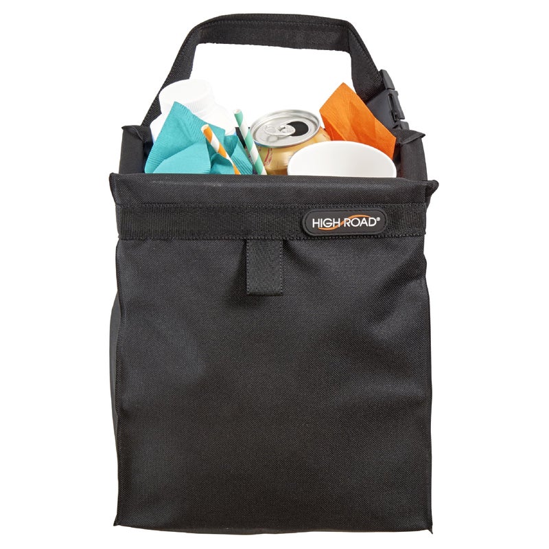 High Road TrashStash Hanging Polyester Car Trash Bag, 3 gallons,with Leakproof Lining and Spring Frame Closure