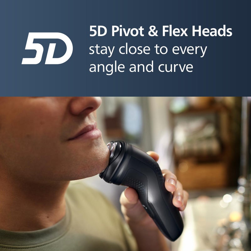 Norelco Philips Norelco Shaver 3900 Series, Wet and Dry Electric Shaver, P-Cap, Travel Pouch, Charging Stand, Storm Blue, Model S3341/92 - Image 2