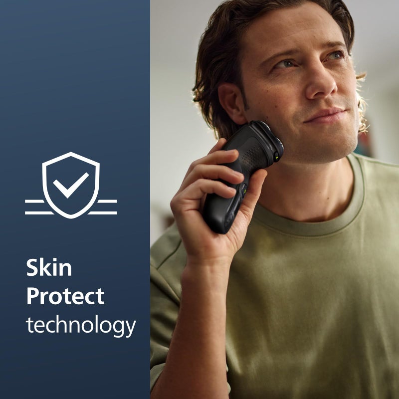 Norelco Philips Norelco Shaver 3900 Series, Wet and Dry Electric Shaver, P-Cap, Travel Pouch, Charging Stand, Storm Blue, Model S3341/92 - Image 4