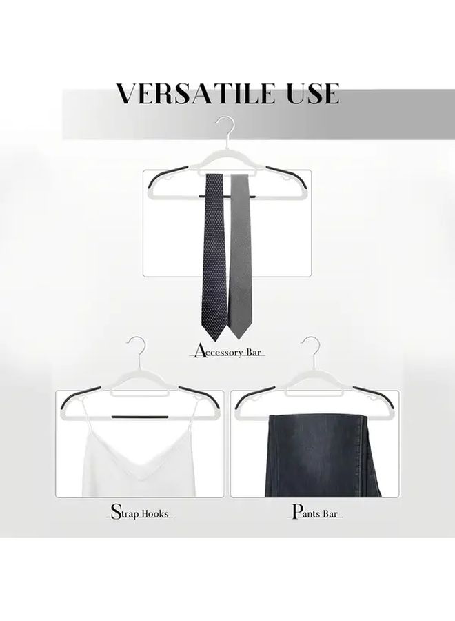 Black and White Heavy Duty Non Slip Clothes Hangers 10 Pcs Space Saving - Image 4