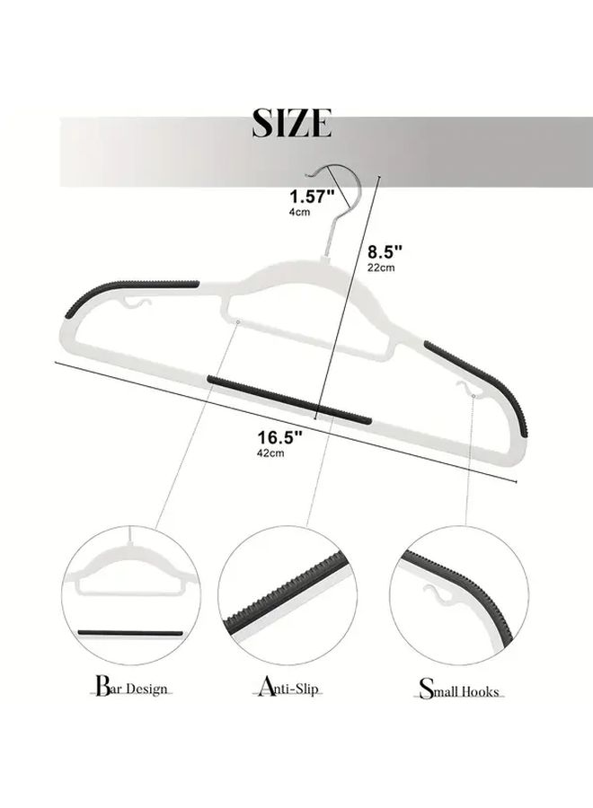 Black and White Heavy Duty Non Slip Clothes Hangers 10 Pcs Space Saving - Image 3