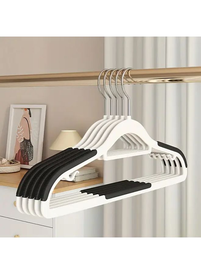Black and White Heavy Duty Non Slip Clothes Hangers 10 Pcs Space Saving - Image 1