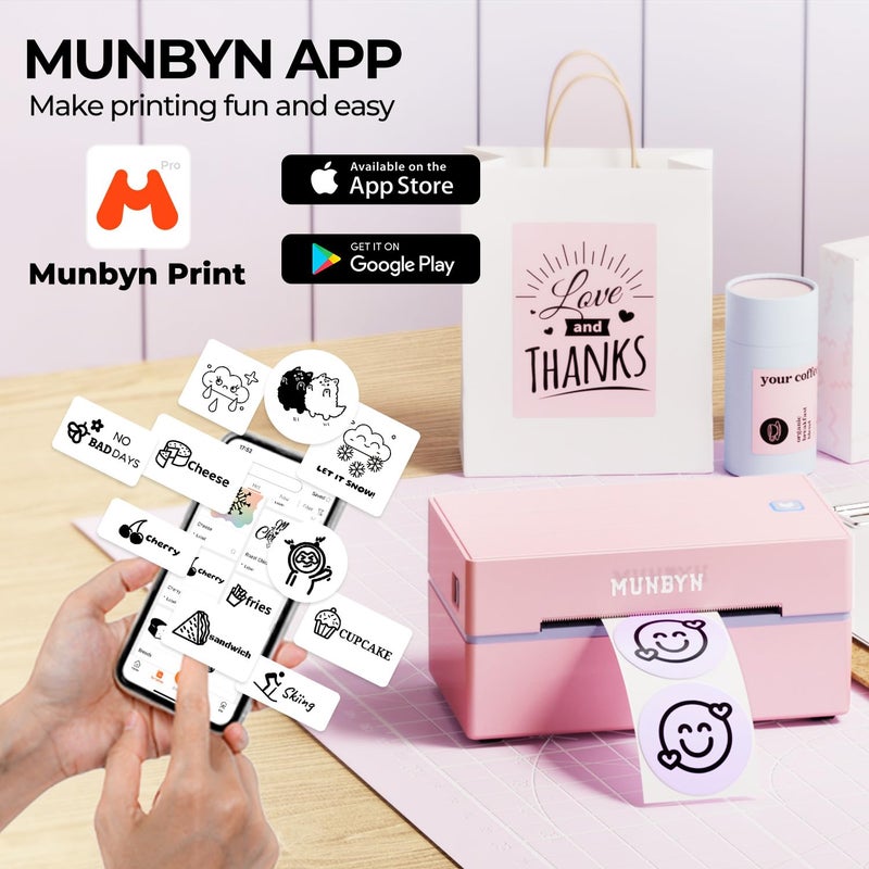 MUNBYN Bluetooth Thermal Label Printer, 130B Wireless 4x6 Shipping Label Printer for Shipping Packages Small Business Office or Home, Compatible with iPhone Android iPad Windows macOS Chrome Etsy eBay - Image 5