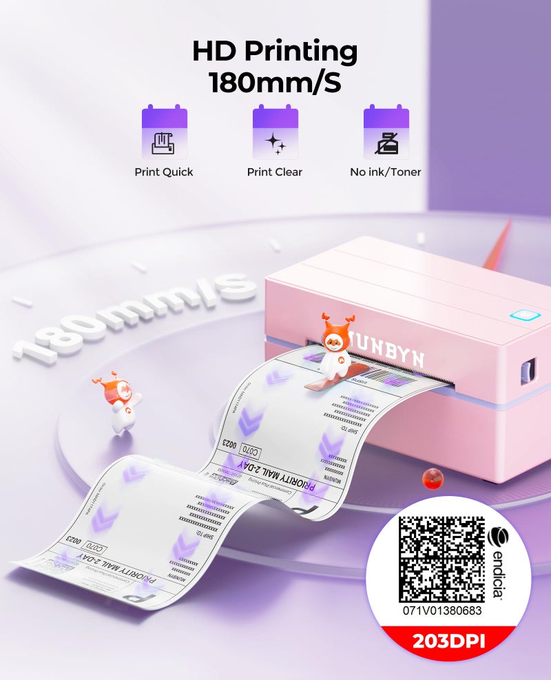 MUNBYN Bluetooth Thermal Label Printer, 130B Wireless 4x6 Shipping Label Printer for Shipping Packages Small Business Office or Home, Compatible with iPhone Android iPad Windows macOS Chrome Etsy eBay - Image 2