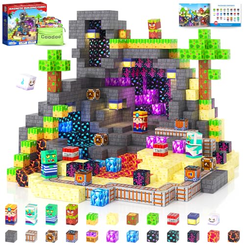 Coodoo Magnetic Blocks Build Mine Magnet World Set for Kids Ages 48 Magnetic Tiles Toddler Outdoor Toy STEM Construction Building Blocks Sensory Toys for Boys  Girls Ages 3 Kids Games - Image 1