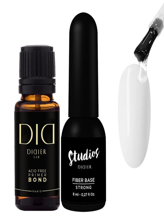 DIDIER LAB - Bond Primer for Gel Nails and Fiber Gel Base Coat Strong - Transparent Gel Base Coat Nail Polish - Acid Free Nail Primer - LED UV Nail Polish Set with Nail Strengthener Base Gel