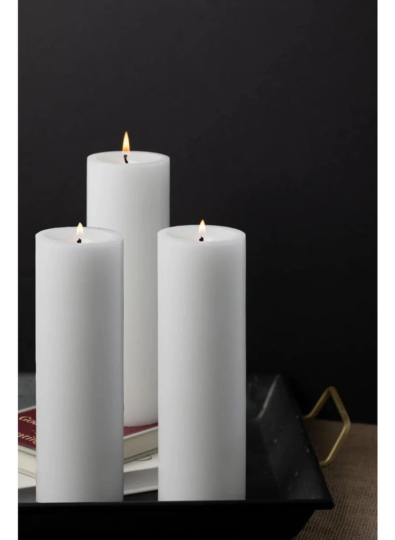 atorakushon Paraffin Wax Smokeless Scented White Tall Pillar Candle for Home Decoration Diwali Birthday Party Restaurants Spa Church (Pack of 6) - Image 3