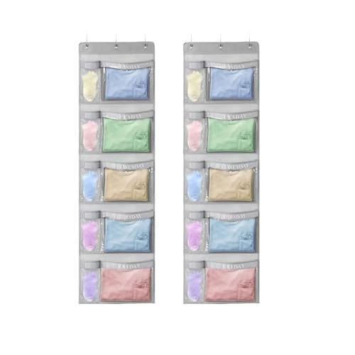 RUIPBOTE 2 Pack Weekly Kids Clothes Organizer – Day of the Week Hanging Closet Storage for School Outfits, Kids’ Wardrobe Organizer with Labels for Monday to Friday (2) - Image 1