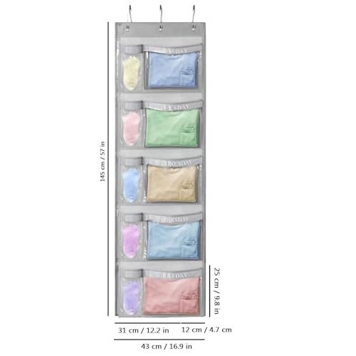 RUIPBOTE 2 Pack Weekly Kids Clothes Organizer – Day of the Week Hanging Closet Storage for School Outfits, Kids’ Wardrobe Organizer with Labels for Monday to Friday (2) - Image 4