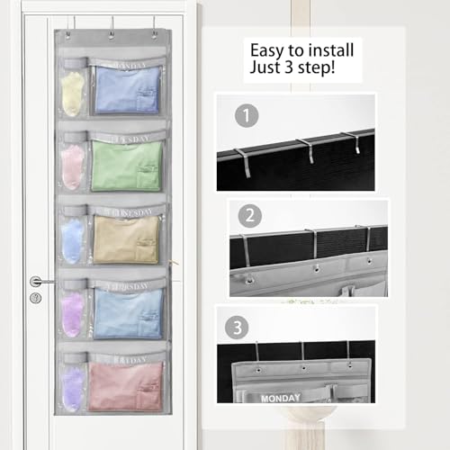 RUIPBOTE 2 Pack Weekly Kids Clothes Organizer – Day of the Week Hanging Closet Storage for School Outfits, Kids’ Wardrobe Organizer with Labels for Monday to Friday (2) - Image 2